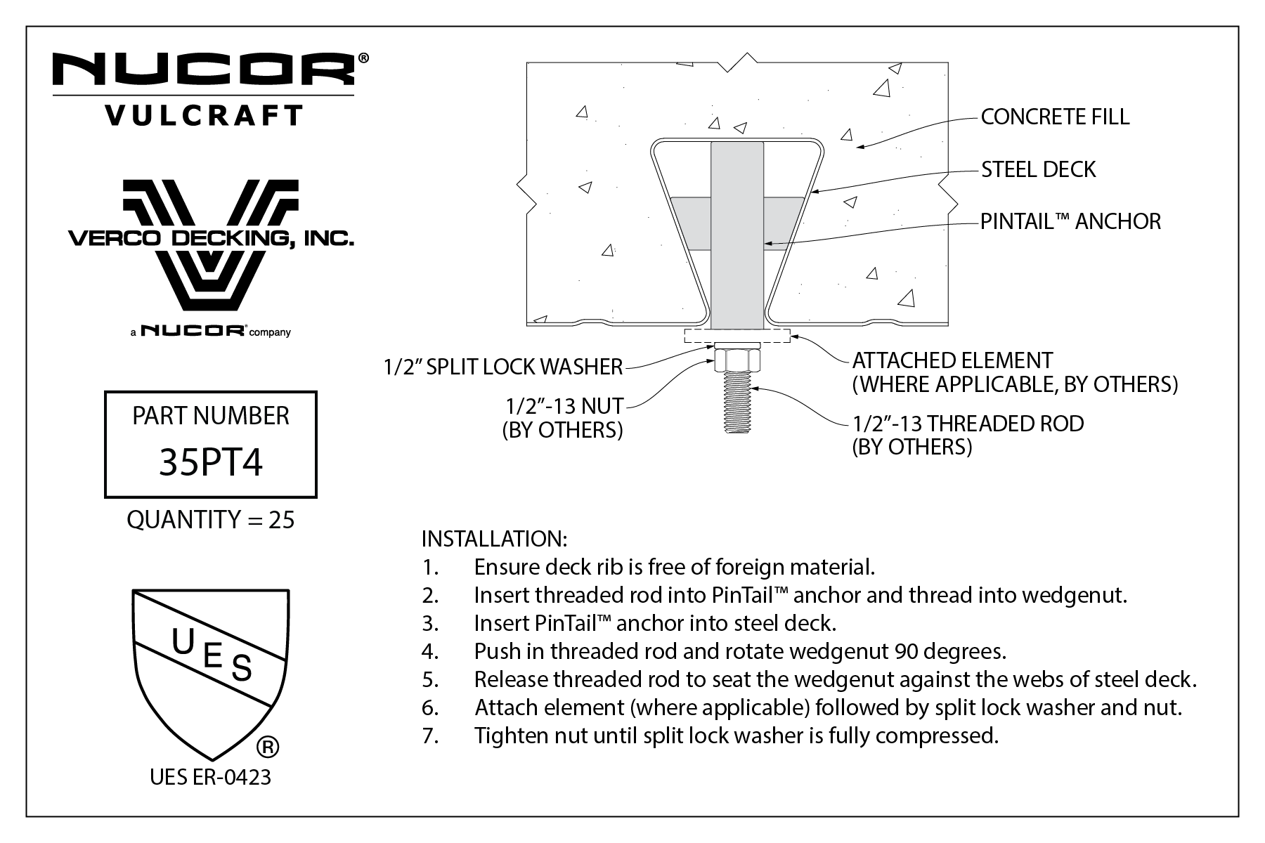 SNX35PT4.2-C 35PT4 PinTail™ Anchor